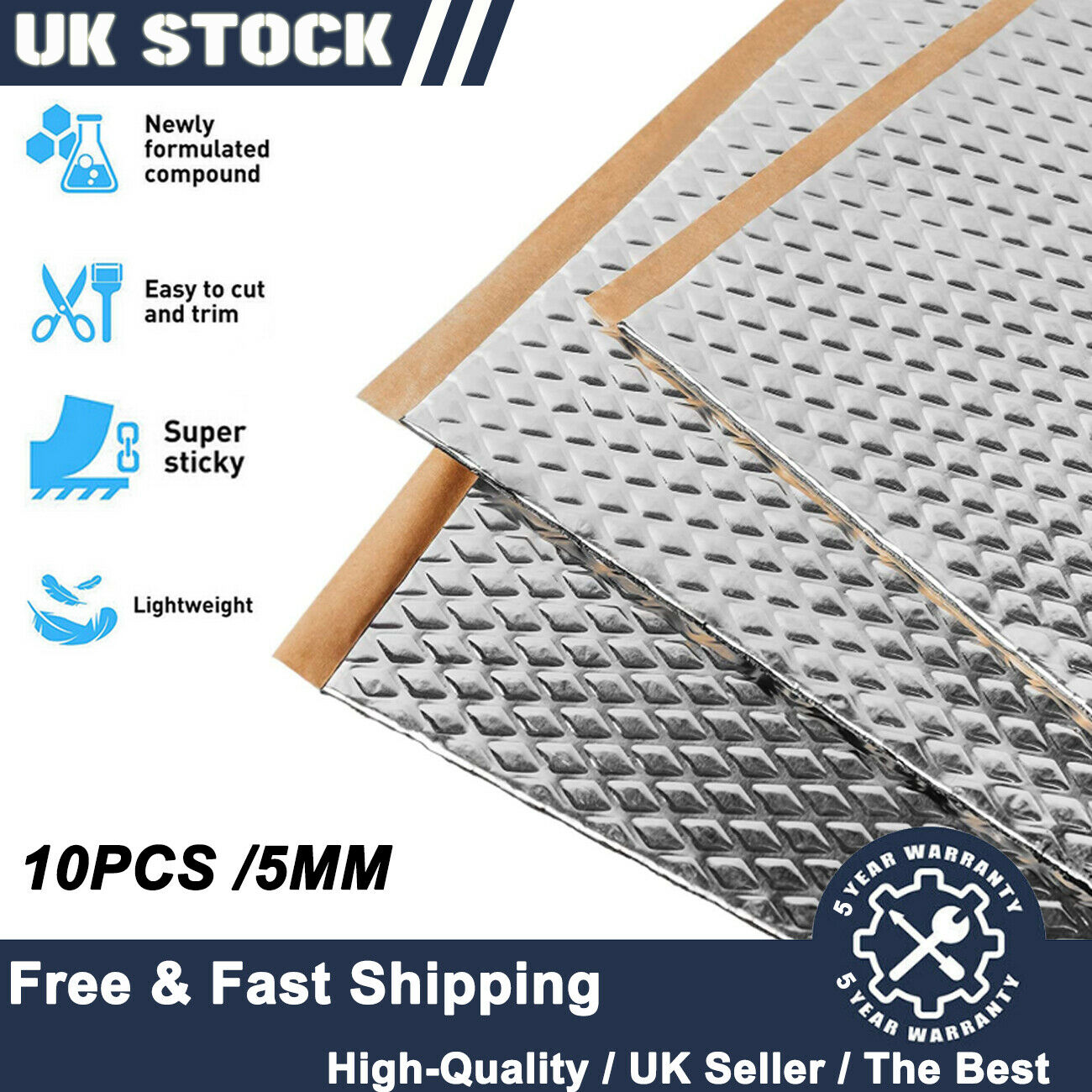 Car Audio Sound Deadening Mat - 50pc 5MM Tappetino fonoassorbente Butile Automotive