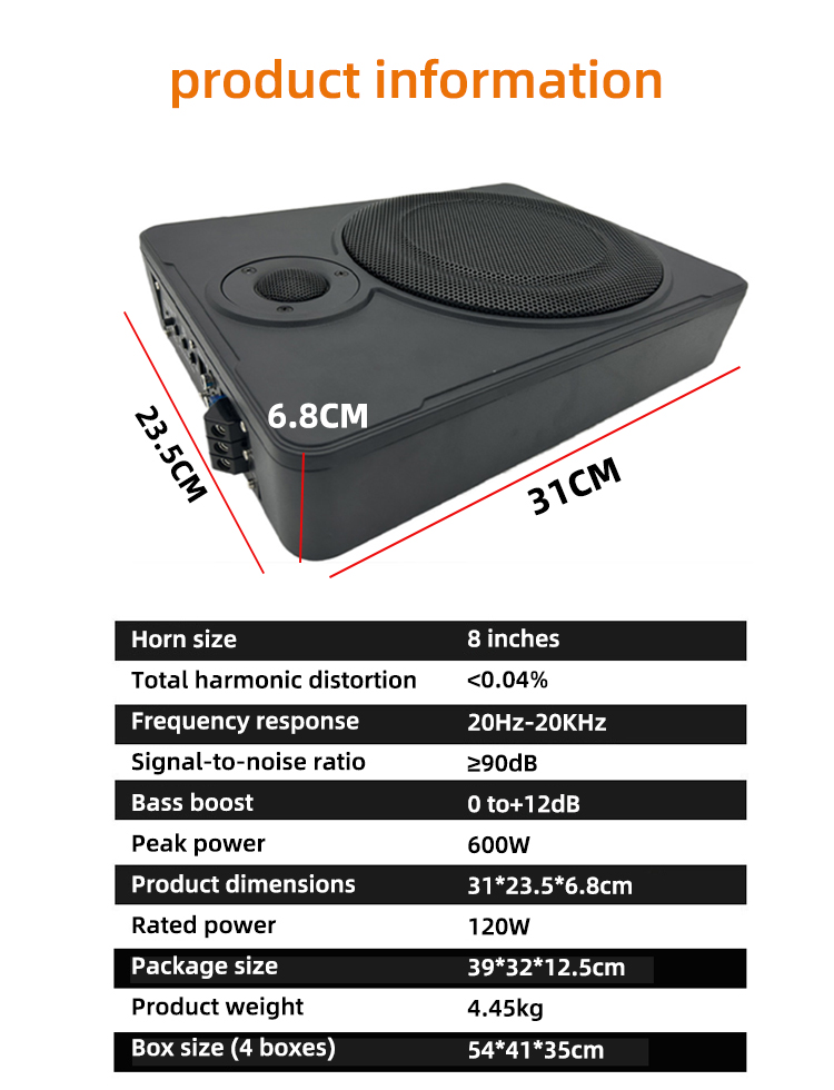 Subwoofer auto sottile da 12V  - Under Seat Subwoofer Slim 8 Inch recensione e prezzo